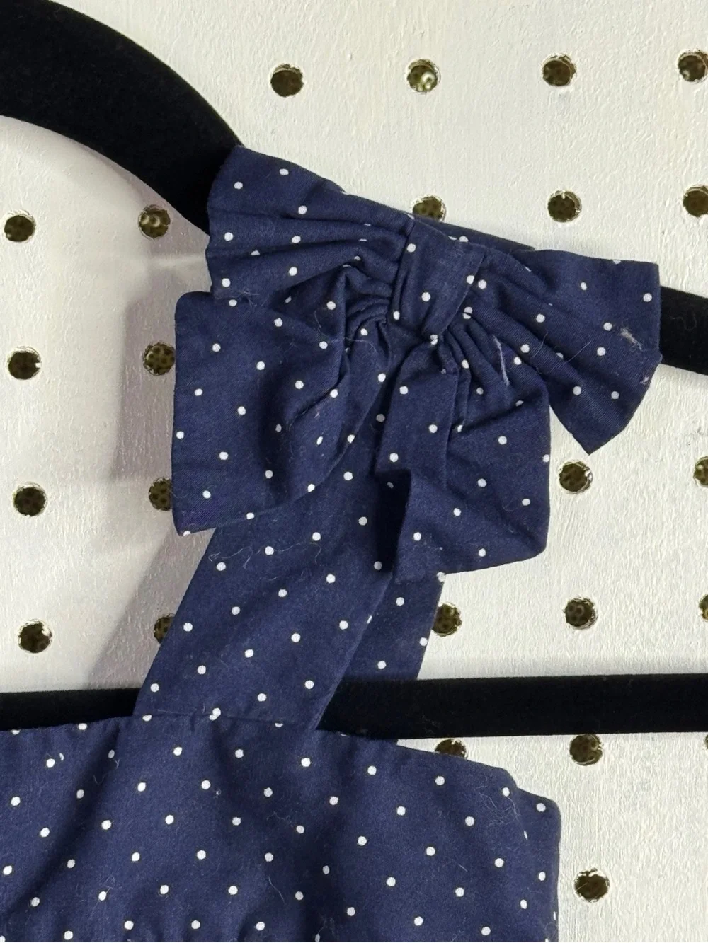 GAP Navy Blue Polka Dot Girl's Romper with Bow Straps 2T  Preppy Breathable